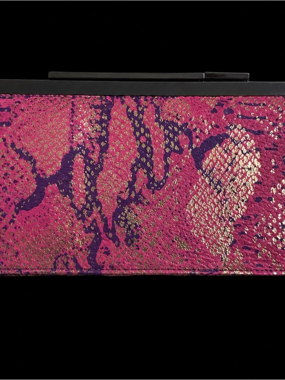 Kenneth Cole Pink Metallic Snake-Print Clutch Wallet